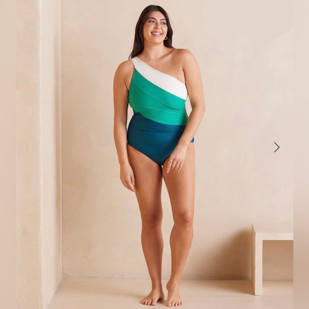 Summersalt The Sidestroke Color block One Shoulder One Piece Swimsuit